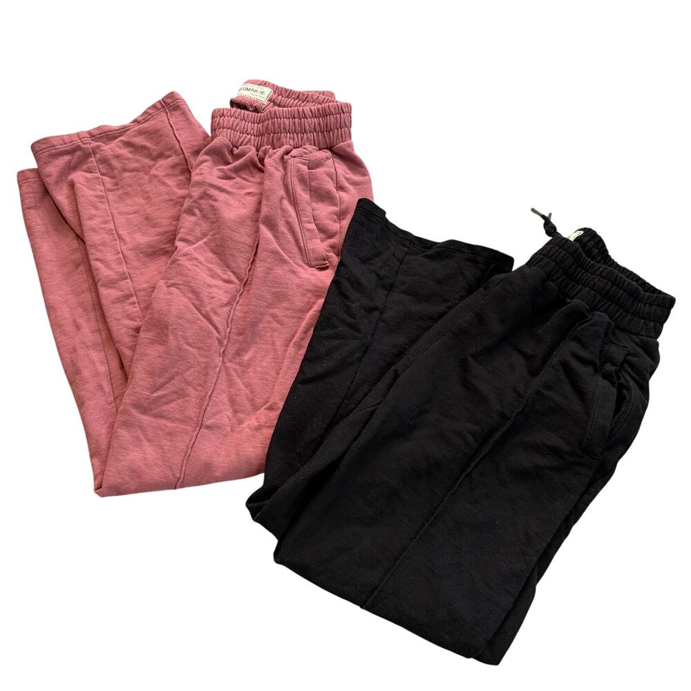 Cotton VIU Lounge Pants Set of 2 Womens Medium M Black Pink 100% Cotton Pocketed - Picture 4 of 13